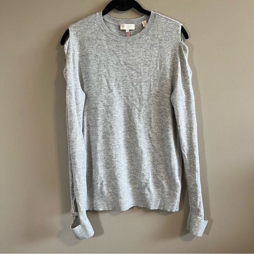 ✨ Ted Baker London Gray Bow Sleeve Wool Blend Sweater 6
